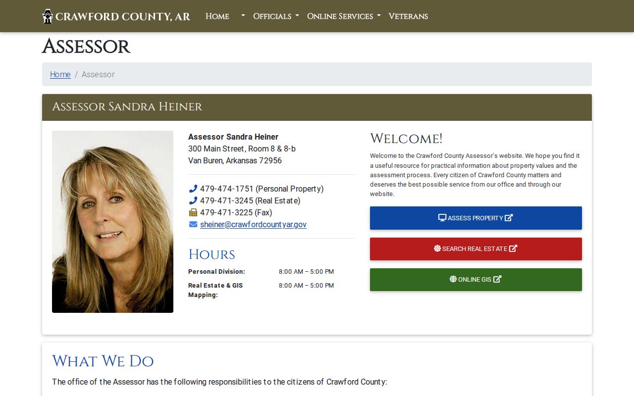 Van Buren people search Crawford County Assessor property records