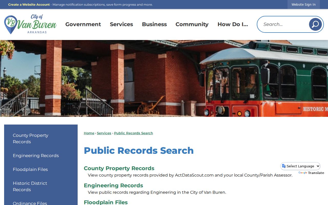 Van Buren people search city public records folders