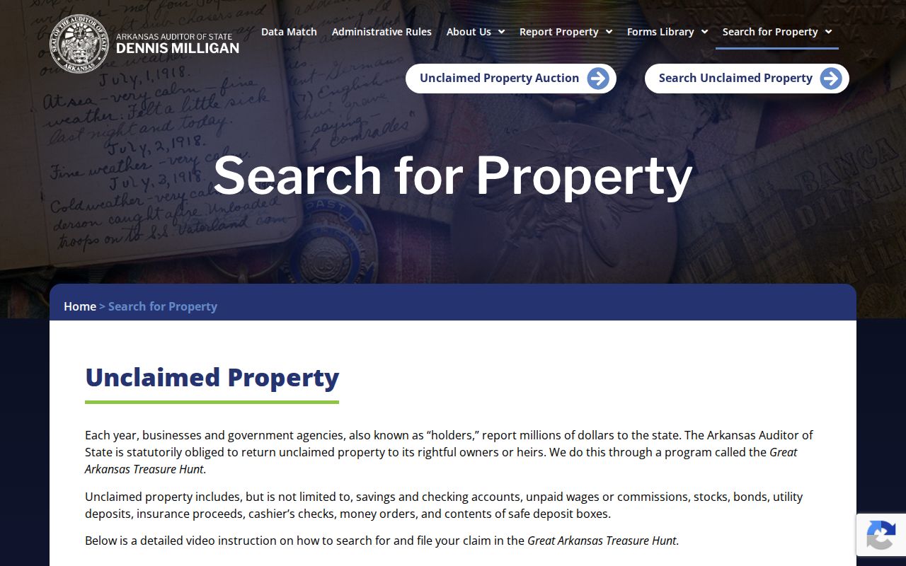 Van Buren people directories Arkansas Auditor unclaimed property search
