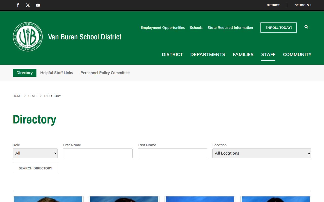 Van Buren people directories school district staff directory