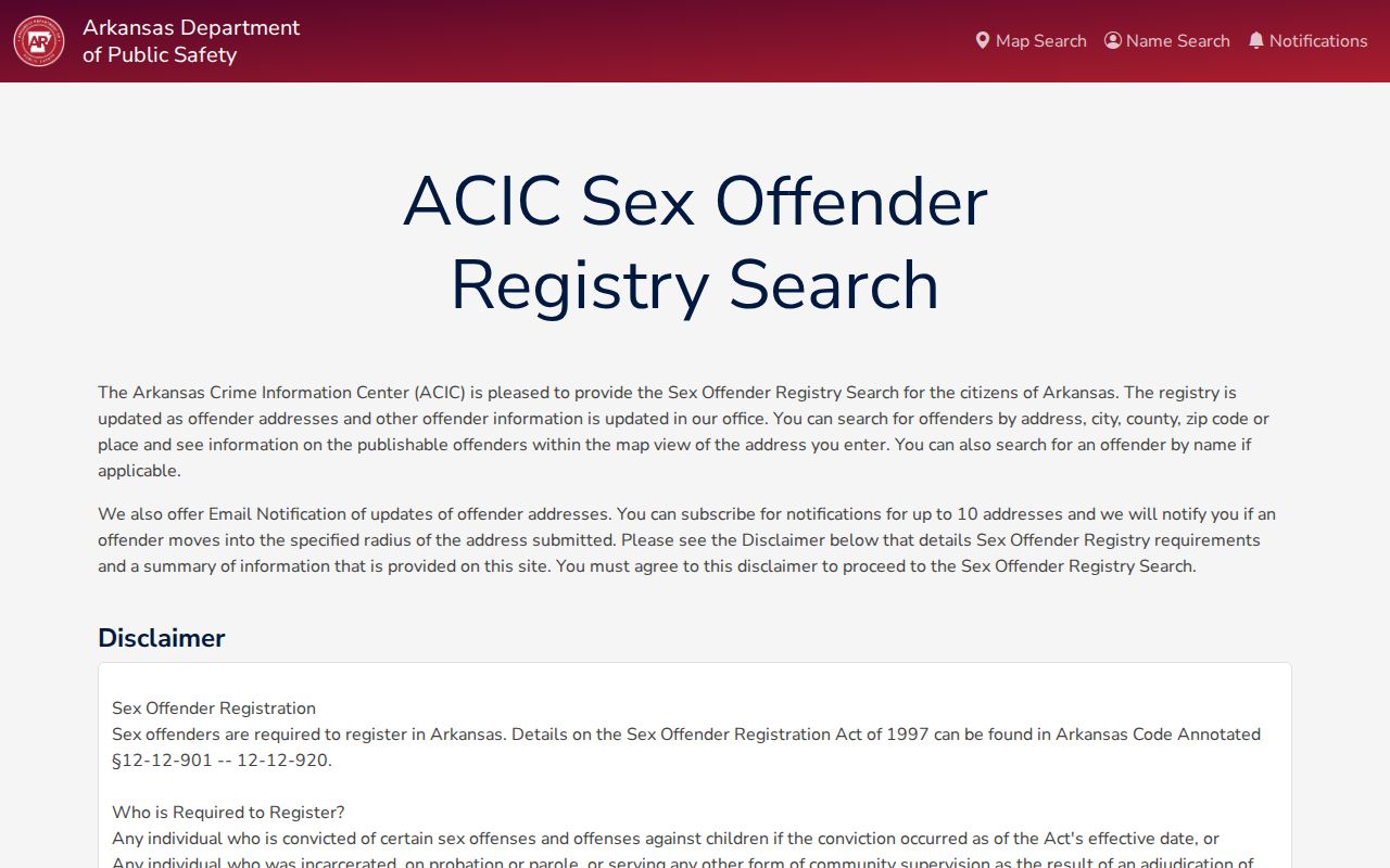 Van Buren people directories Arkansas ACIC sex offender registry search