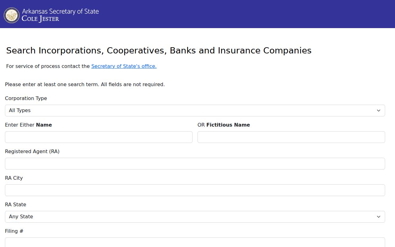 Van Buren people directories Arkansas Secretary of State business entity search