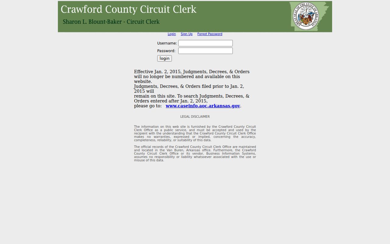 Van Buren public records Crawford land records login page